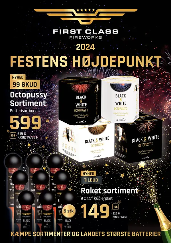 First Class fyrværkerikatalog 2024 – forside