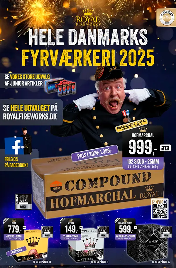 Royal Fireworks Gold fyrværkerikatalog 2025 – forside