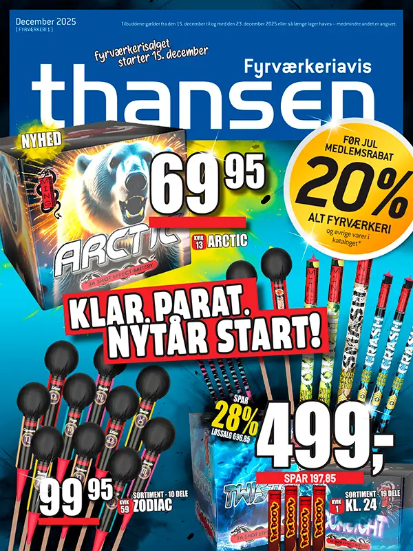 Thansen fyrværkerikatalog 2025 (før jul) – forside